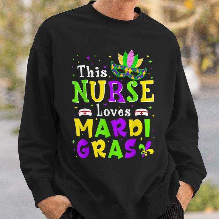 Nurse Mardi Gras Scrub Top Rn Icu Pacu Nicu Er Cna Women V5 Sweatshirt Gifts for Him