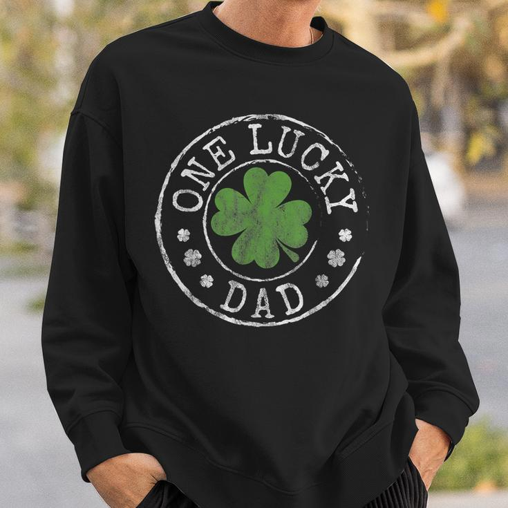 One Lucky Dad Father Funny Irish Shamrocks St Patricks Day Sweatshirt Gifts for Him