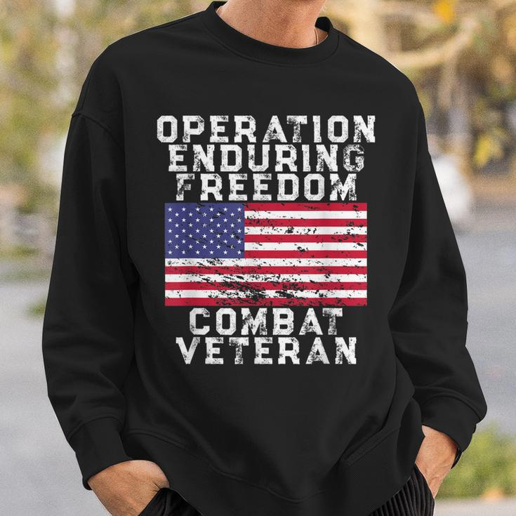 Operation Enduring Freedom Combat Veteran - Vintage Us Flag Men Women Sweatshirt Graphic Print Unisex Gifts for Him