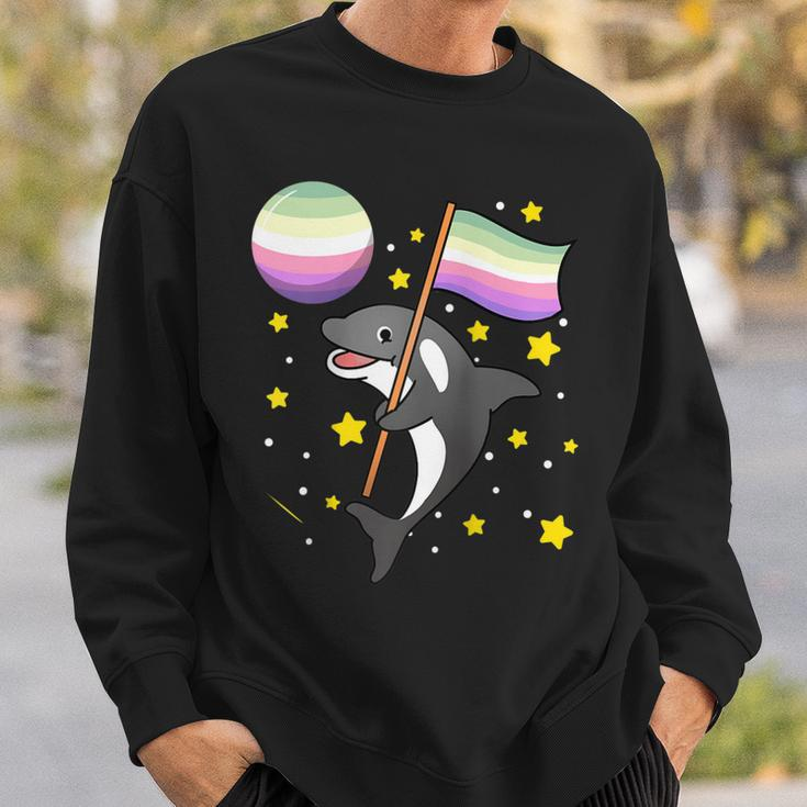 Orca In Space Genderfae Pride Sweatshirt Gifts for Him