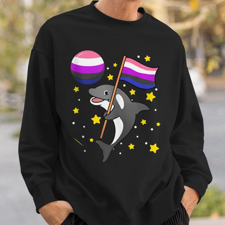 Orca In Space Genderfluid Pride Sweatshirt Gifts for Him