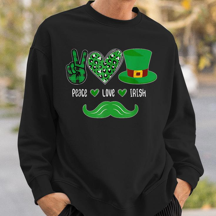 Peace Love Irish Peace Heart Shamrock St Patricks Day Sweatshirt Gifts for Him