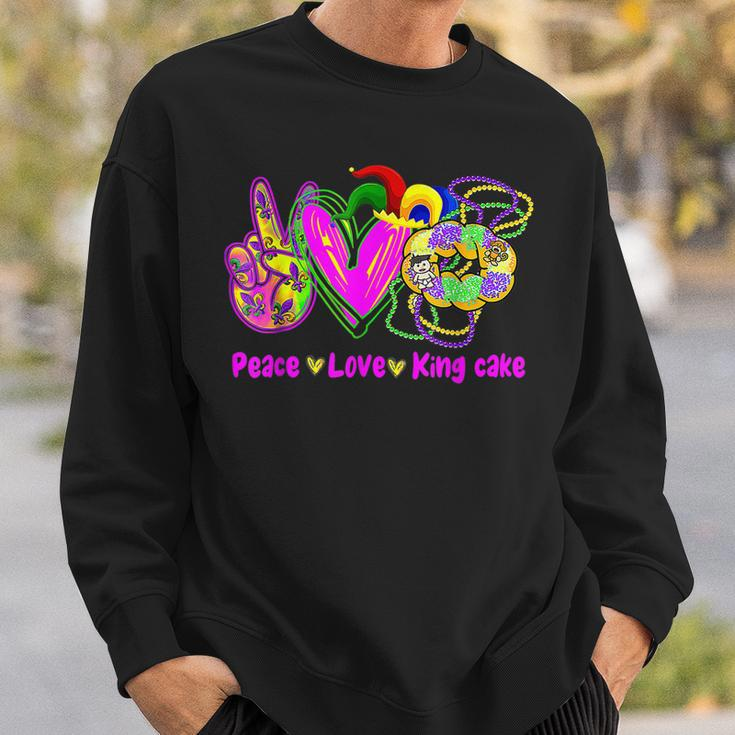 Peace Love King Cake Funny Mardi Gras Festival Party Costume V2 Sweatshirt Gifts for Him