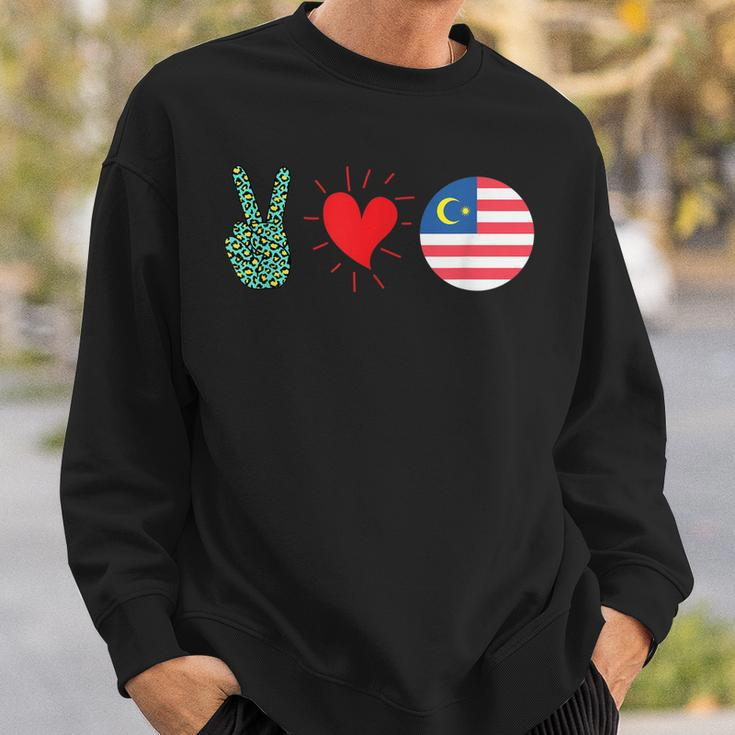 Peace Love Malaysia Flag Malaysian Pride Roots Sweatshirt Gifts for Him