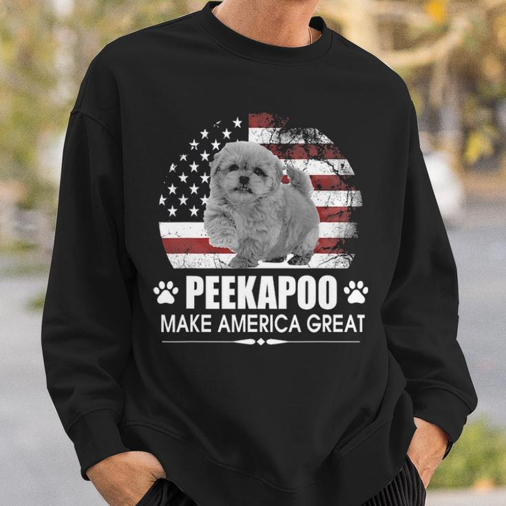 Peekapoo Dog Make America Great Dog Flag Patriotic Sweatshirt Gifts for Him