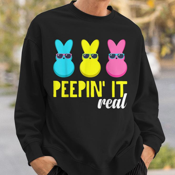 Peepin It RealHappy Easter Bunny Egg Hunt Funny Sweatshirt Gifts for Him