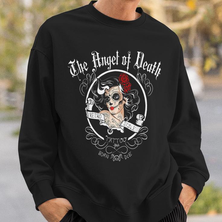 Pin Up Girl Schädel Motorrad Biker Babe Lady Engel Des Todes Sweatshirt Geschenke für Ihn