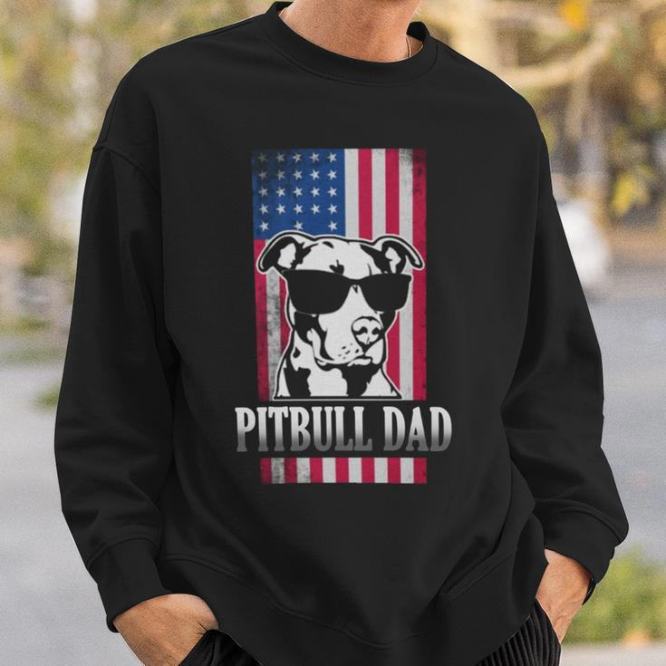 Pitbull Dad American Flag Sweatshirt Gifts for Him