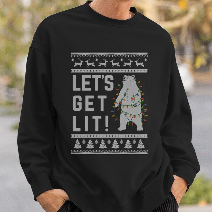 Polar Bear Lets Get Lit Xmas Ugly Christmas Funny Gift Sweatshirt Gifts for Him