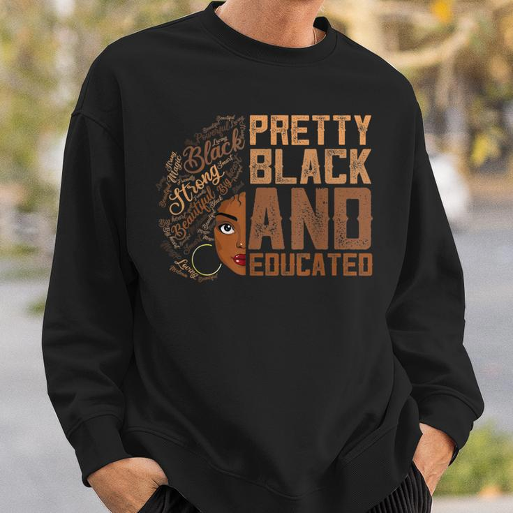 Pretty Black Girl Afro Women Black & Educated History Month Sweatshirt Gifts for Him