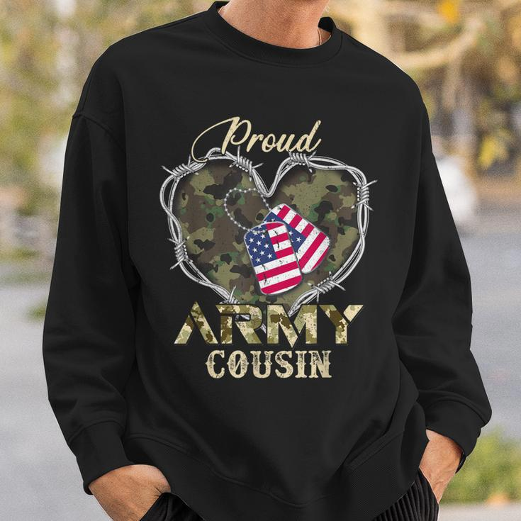 Proud Army Cousin With Heart American Flag For Veteran Sweatshirt Gifts for Him