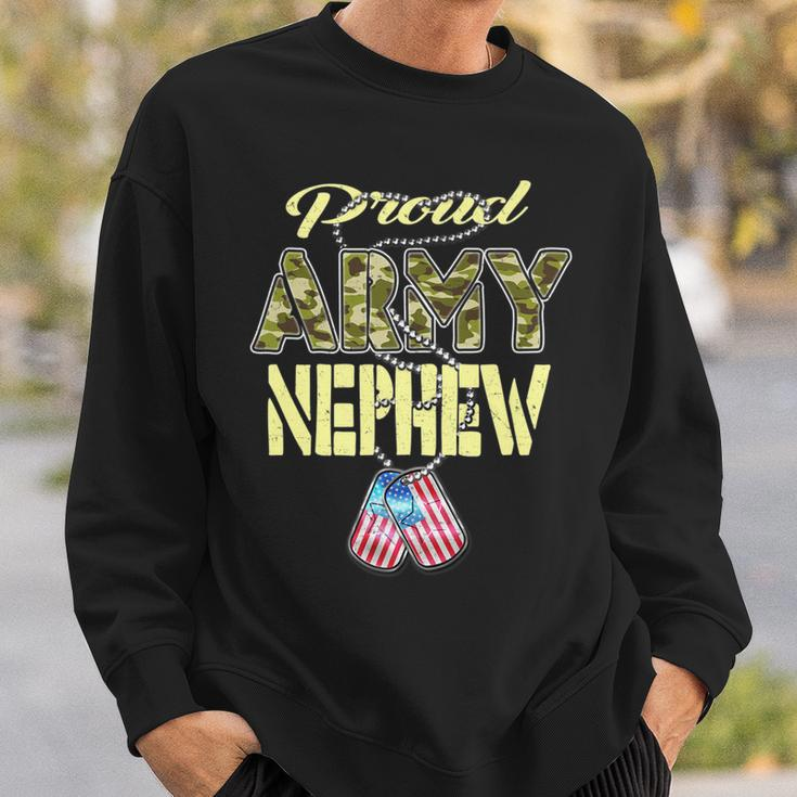 Proud Army Nephew Us Flag Dog Tags Pride Military Family Sweatshirt Gifts for Him