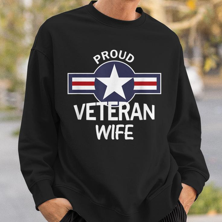 Proud Military Veteran Wife Vintage Aircraft Roundel Men Women Sweatshirt Graphic Print Unisex Gifts for Him