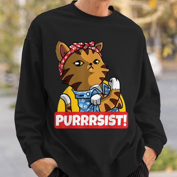 Purrrsist Cat Kitten Lover Funny Strong Girl Pet Owner Sweatshirt Gifts for Him