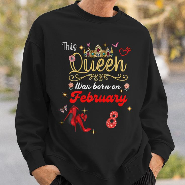 This Queen Was Born Am 8 Februar Geburtstag Frauen Sweatshirt Geschenke für Ihn