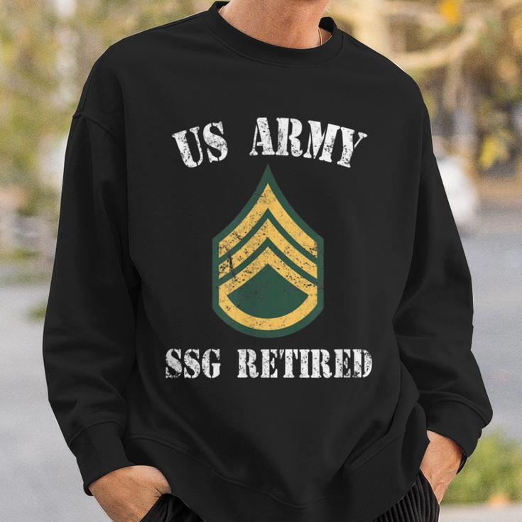 Retired Army Staff Sergeant Military Veteran Retiree Men Women Sweatshirt Graphic Print Unisex Gifts for Him
