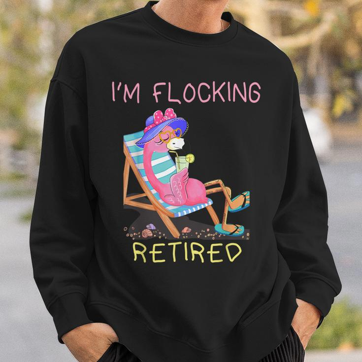 Retired Flamingo Lover Funny Retirement Party Coworker 2021 Men Women Sweatshirt Graphic Print Unisex Gifts for Him