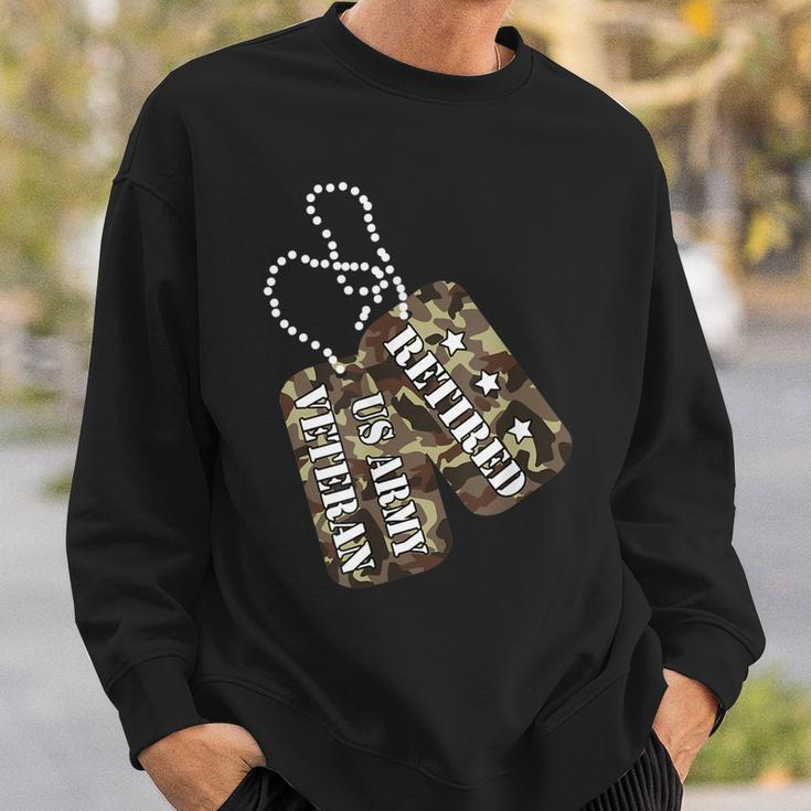 Retired Us Army Veteran Dog Tag Men Women Sweatshirt Graphic Print Unisex Gifts for Him