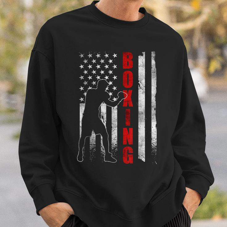 Retro American Boxing Apparel Us Flag Boxer Sweatshirt Gifts for Him