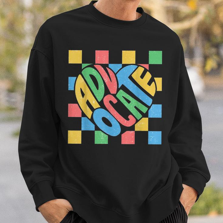 Retro Cute Heart Advocate Autism Awareness Special Education Sweatshirt Gifts for Him