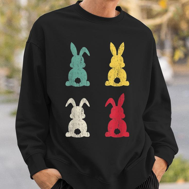 Retro Easter Bunny Cute Happy Easter Vintage Colorful Rabbit Sweatshirt Gifts for Him