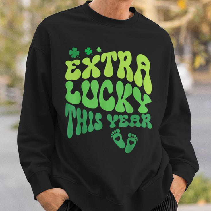 Retro Extra Lucky This Year Funny St Patrick Pregnancy Sweatshirt Gifts for Him