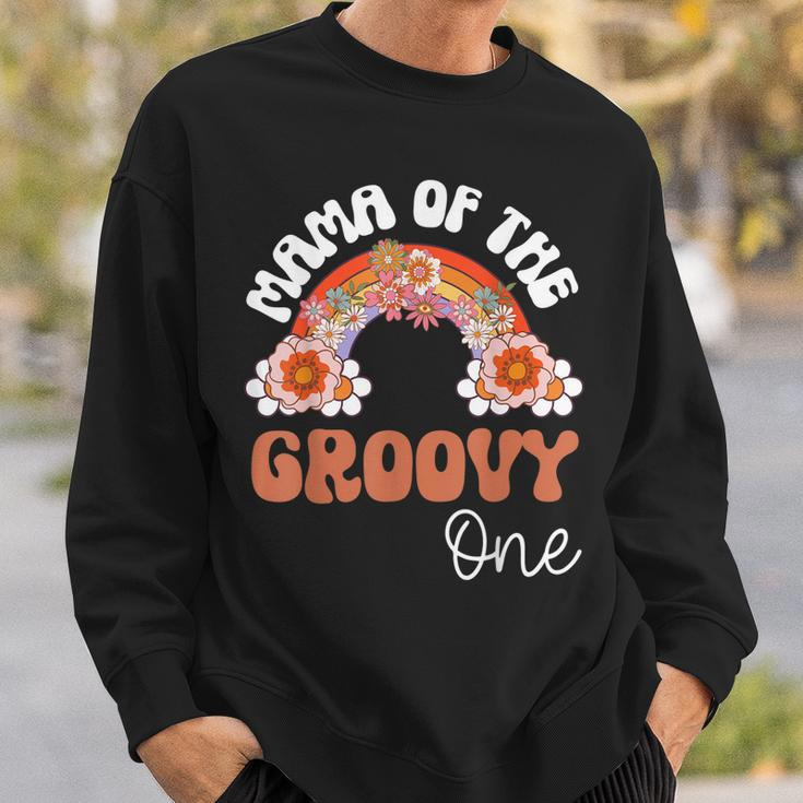 Retro Mama Of Groovy One Matching Family 1St Birthday Party Sweatshirt Gifts for Him
