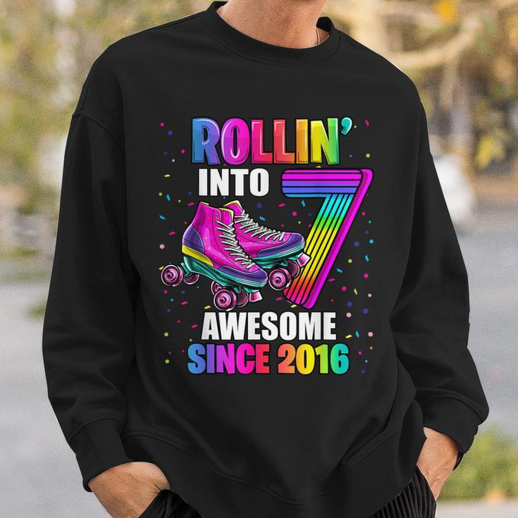 Rollin Into 7 Awesome 2016 Roller Skating 7Th Birthday Girls Sweatshirt Gifts for Him
