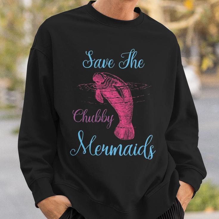 Save The Chubby Mermaids Funny Love Manatee Sweatshirt Gifts for Him
