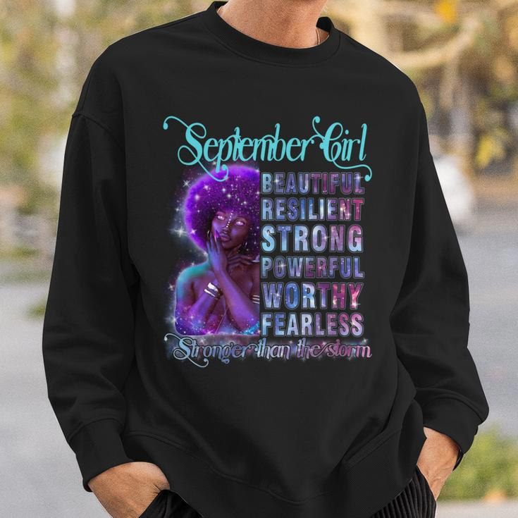 September Queen Beautiful Resilient Strong Powerful Worthy Fearless Stronger Than The Storm Sweatshirt Gifts for Him