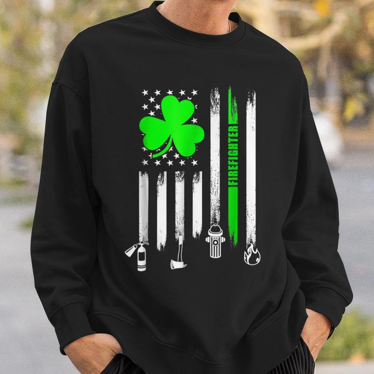 Shamrock Irish American Flag Firefighter St Patricks Day Sweatshirt Gifts for Him