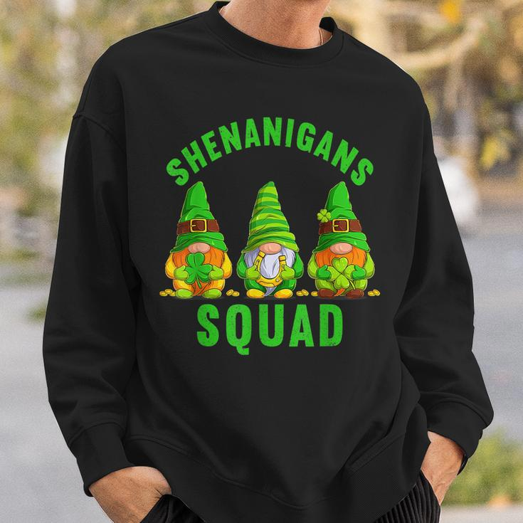 Shenanigans Squad Funny St Patricks Day Gnome Shamrock Irish Sweatshirt Gifts for Him