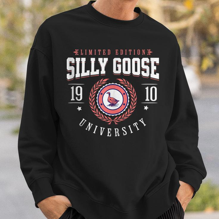 Silly Goose University Funny College Meme Sweatshirt Gifts for Him