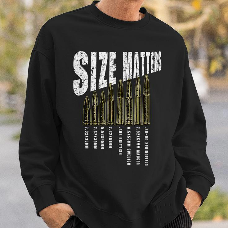 Size Matters Ammo Bullet Gun Rifle Caliber Funny Pun Sweatshirt Gifts for Him