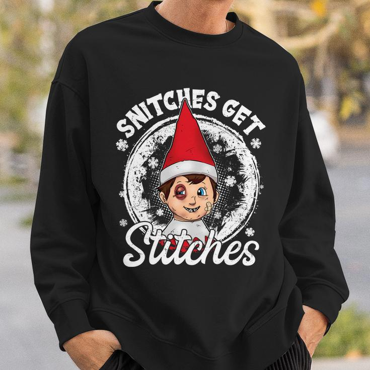 Snitches Get Stitches The Elf Xmas Funny Christmas Sweatshirt Gifts for Him