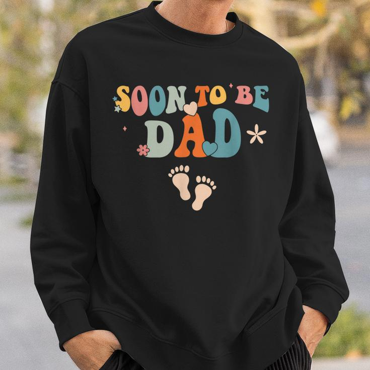 Soon To Be Dad Pregnancy Announcement Retro Groovy Funny Sweatshirt Gifts for Him