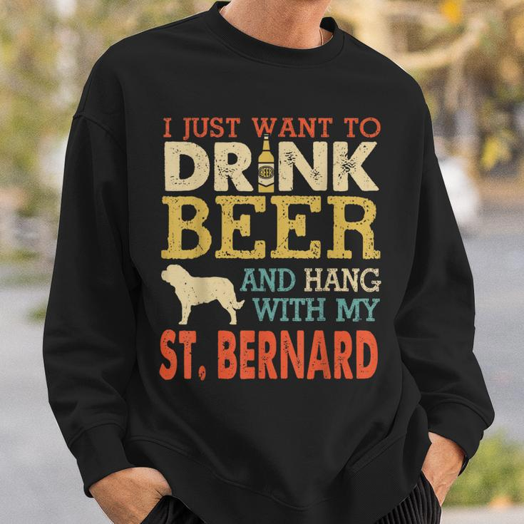 St Bernard Dad Drink Beer Hang With Dog Funny Men Vintage Sweatshirt Gifts for Him