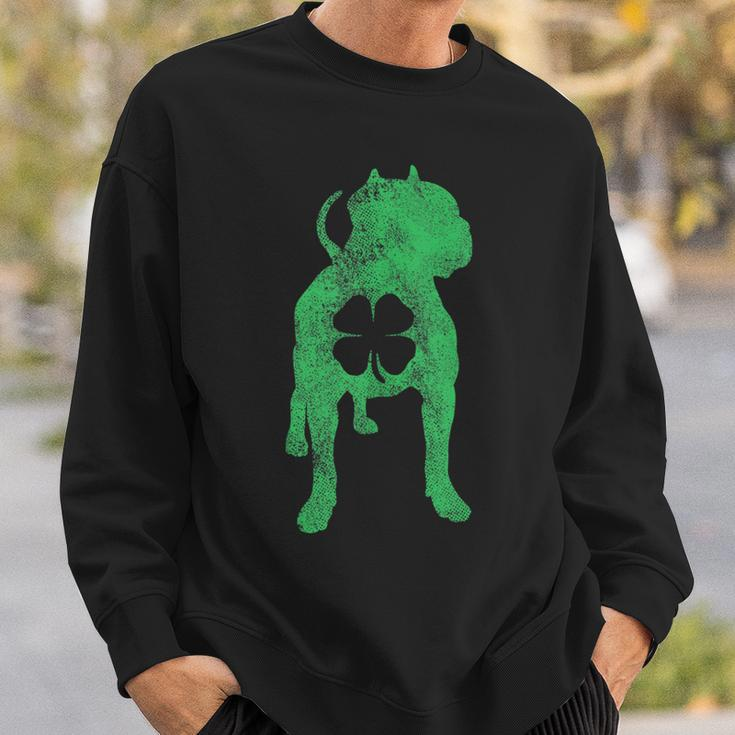 St Patricks Day Dog Pit Bull Shamrock Clover Irish Sweatshirt Gifts for Him