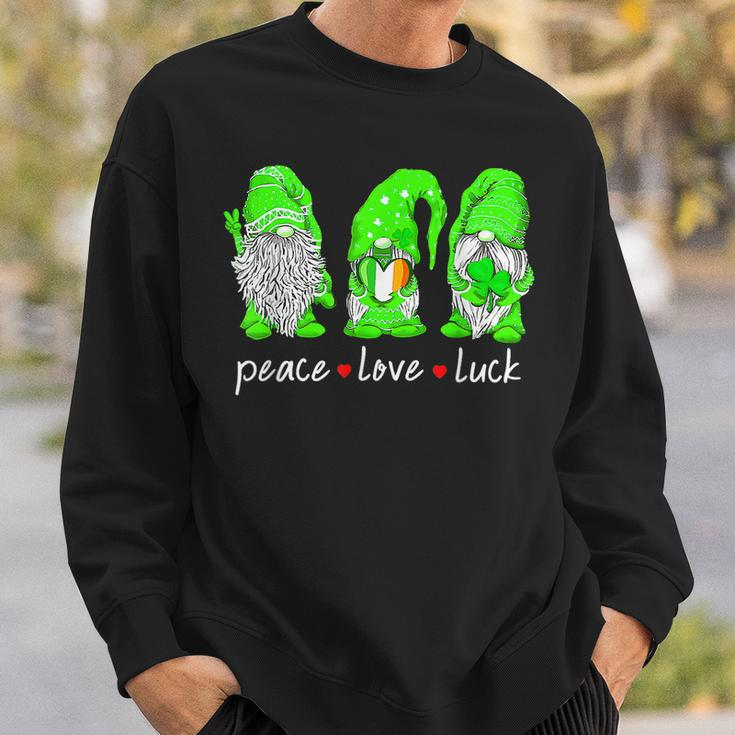 St Patricks Day Gnome Peace Love Luck Heart Shamrock Funny Sweatshirt Gifts for Him