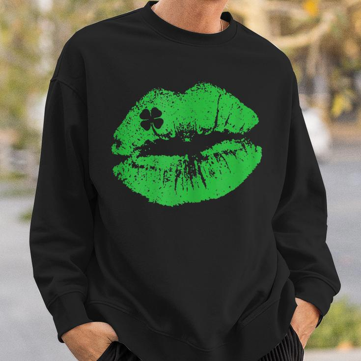 St Patricks Day Kissin Lips Kiss Irish Clover Sweatshirt Gifts for Him