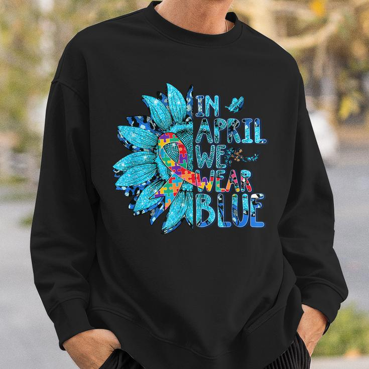 Sunflower Puzzle In April We Wear Blue Autism Awareness Sweatshirt Gifts for Him