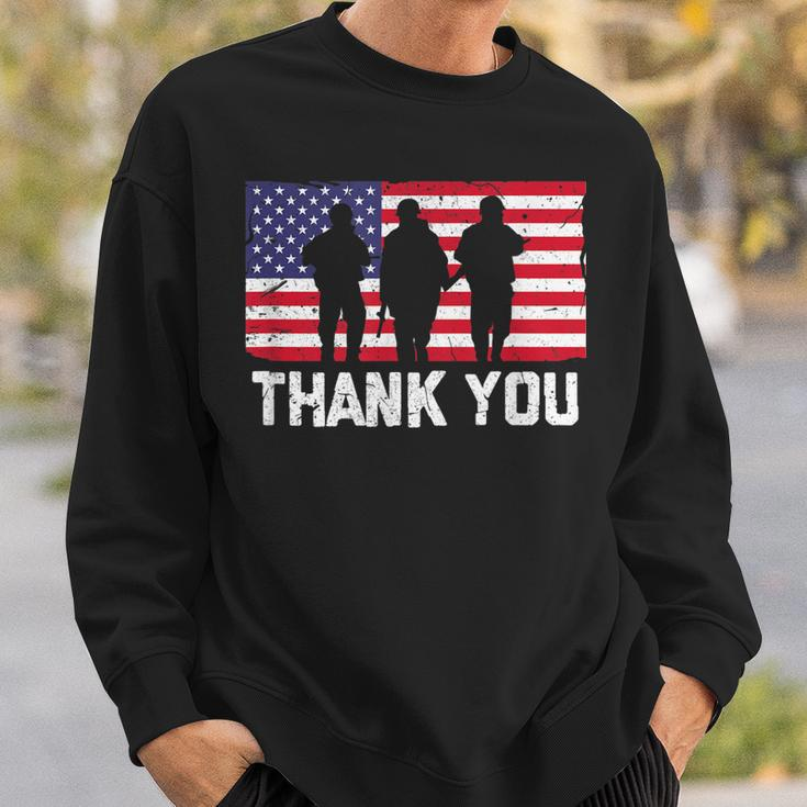 Thank You American Flag Military Heroes Veteran Day Design Men Women Sweatshirt Graphic Print Unisex Gifts for Him