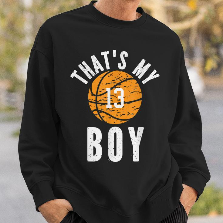 Thats My Boy Jersey Number 13 Vintage Basketball Mom Dad Sweatshirt Gifts for Him