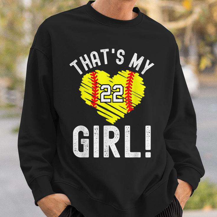 Thats My Girl Vintage Number 22 Heart Softball Mom Dad Sweatshirt Gifts for Him