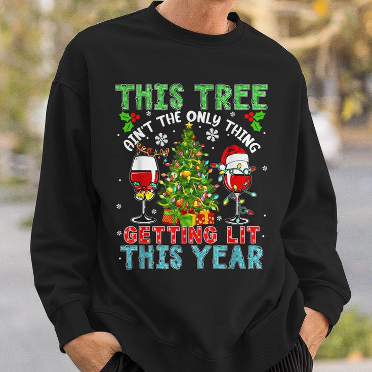 This Tree Aint Only Thing Getting Lit Xmas Two Santa Wines Sweatshirt Gifts for Him