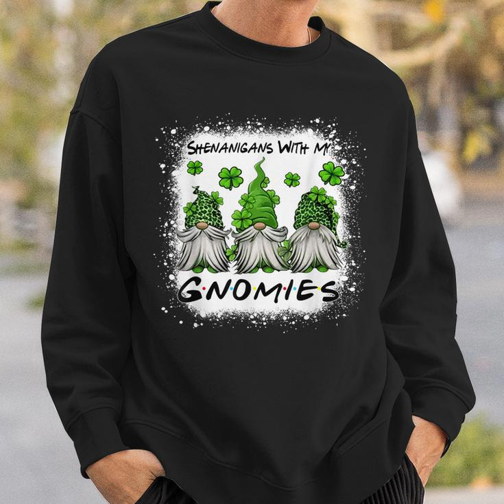 Three Gnomes Shamrock Clover Leopard Bleached St Patrick Day Sweatshirt Gifts for Him