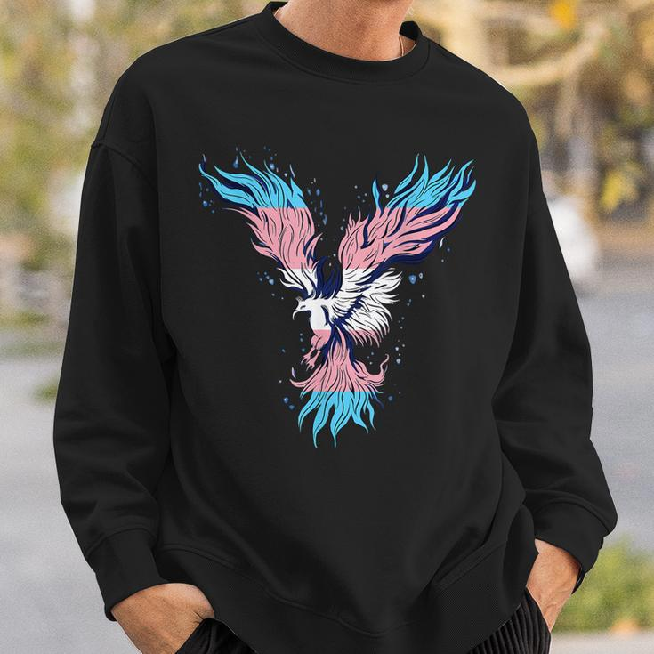 Transgender Phoenix Reborn Transsexual Flag Lgbt Trans Bird Sweatshirt Gifts for Him