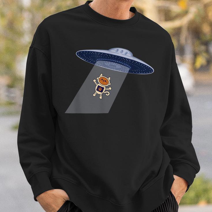 Ufo und Astronaut Motiv Schwarzes Sweatshirt, Weltraum Tee für Männer Geschenke für Ihn