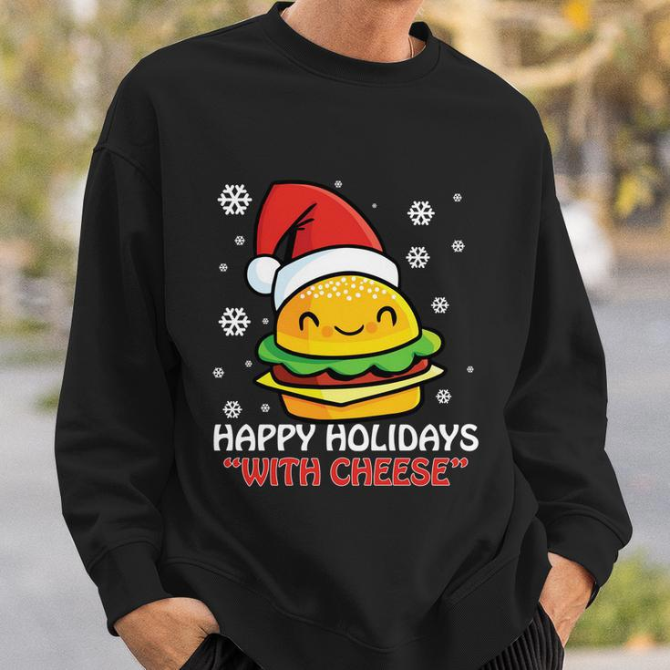 Ugly Christmas Sweater Burger Happy Holidays With Cheese V16 Sweatshirt Gifts for Him