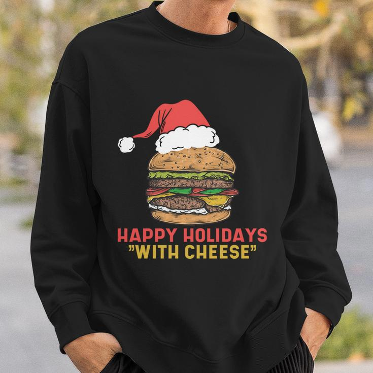Ugly Christmas Sweater Burger Happy Holidays With Cheese V2 Sweatshirt Gifts for Him